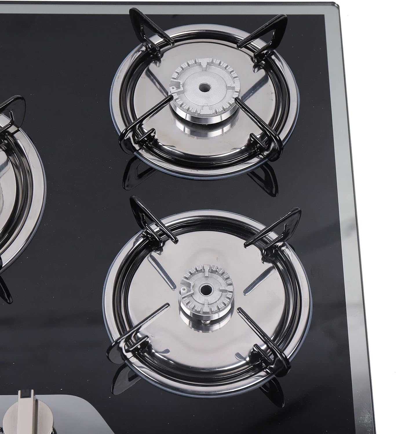 Gas Cooktop 23'' 30 Inch 35'', Built-in NG/LPG Convertible Gas Cooktops 4 Burners 5 Burner Gas hob, Gas Countertop Plug-in with Tempered Glass Gas Range Stainless Steel (30'')
