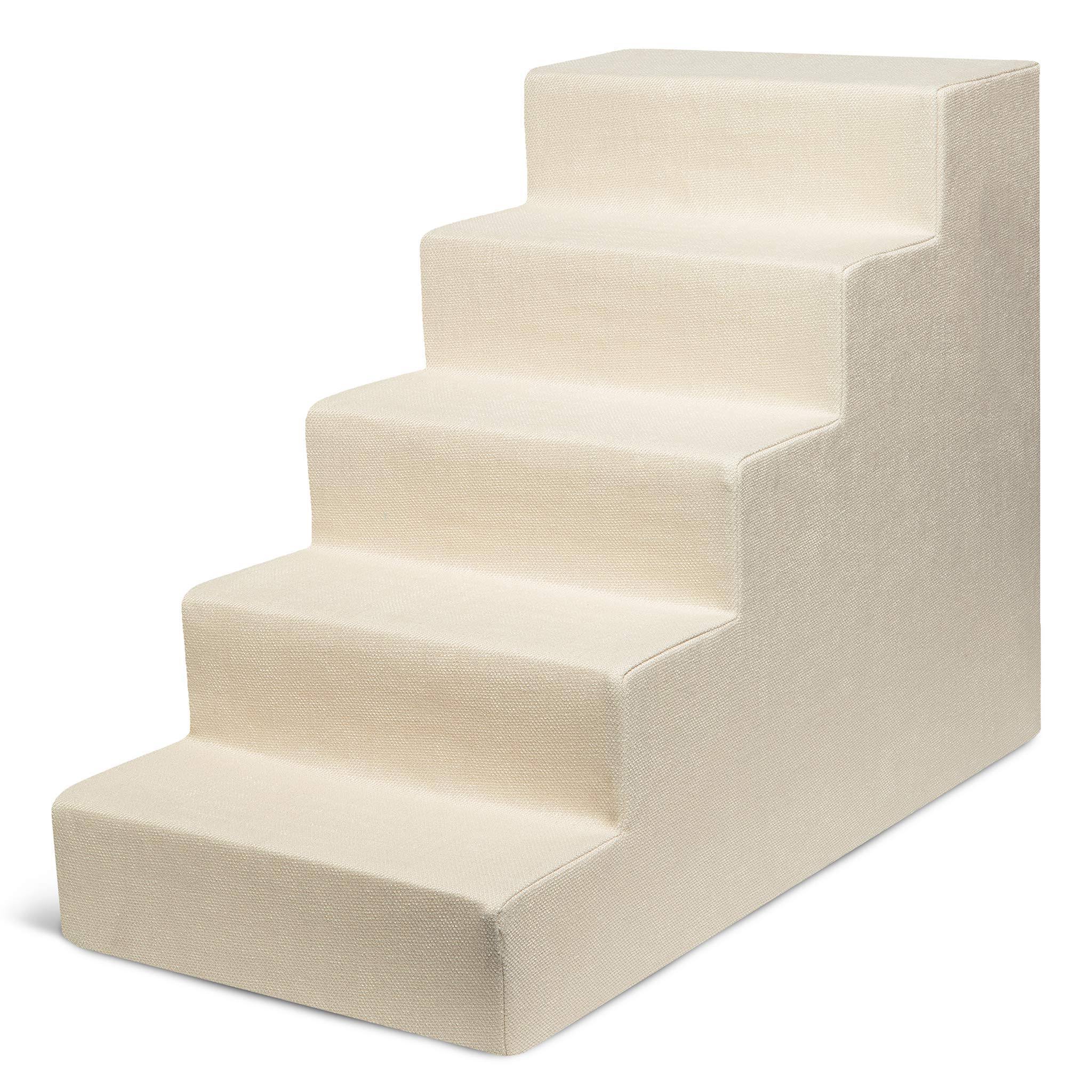 Best Pet 5-Step Pet Steps/Stairs with CertiPUR-US Certified Foam for Dogs u0026 Cats, Ivory, 22.5 inchh, Size: Large (5-Step)