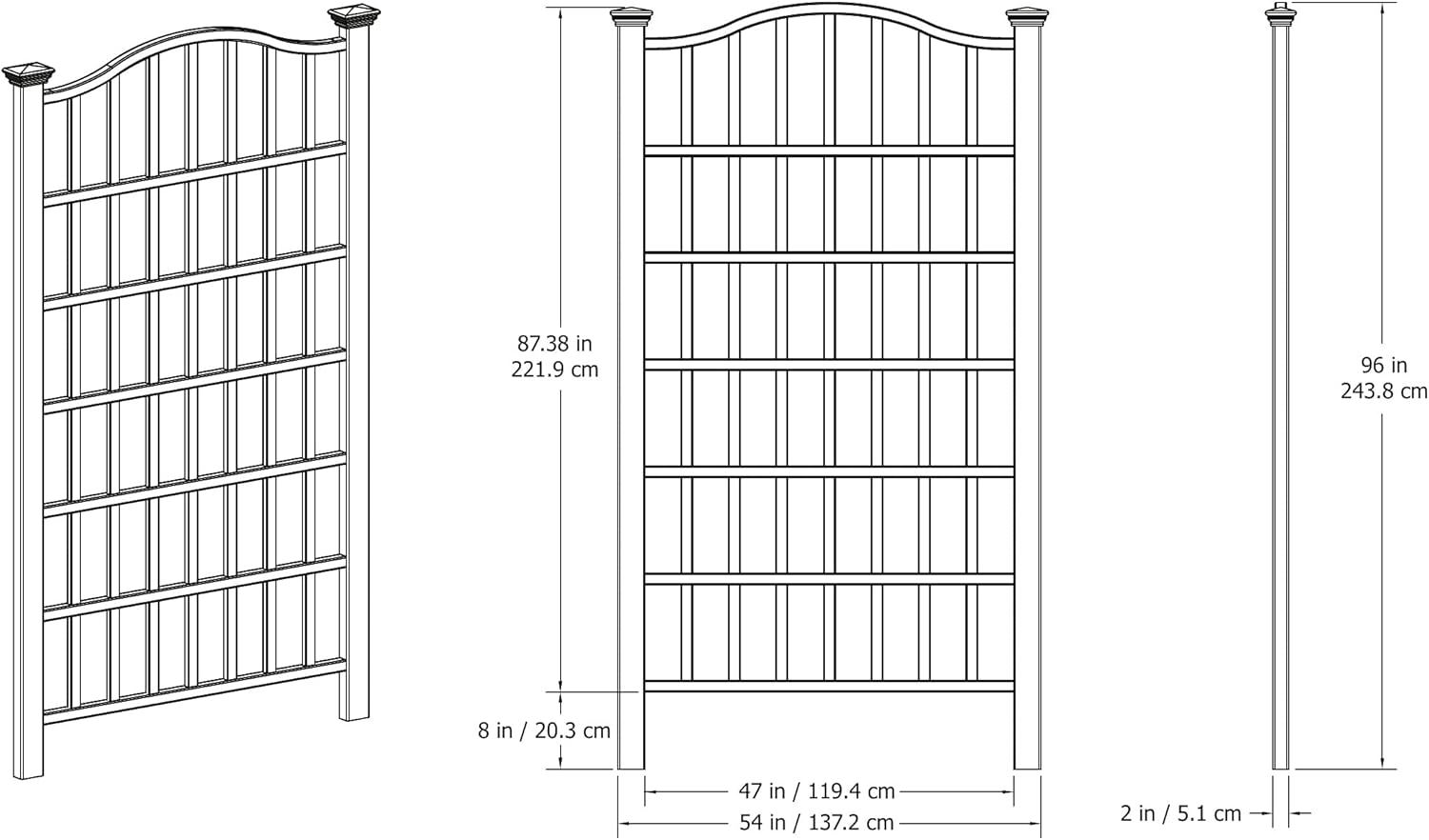 Concord 54"W x 90"H Composite Vinyl Trellis