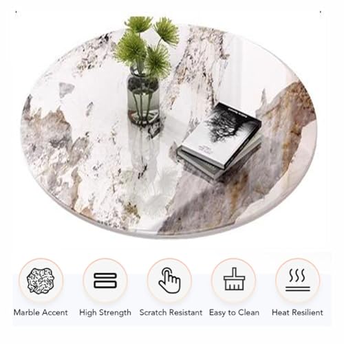 Bistro Table Marble Dining Table 60/70/80cm Round Kitchen Table with Metal Base 4 Seater Dinner Table Furniture Modern Coffee Table for Kitchen Dining Room Living Room