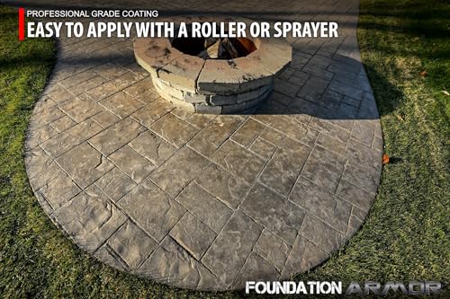 Armor AR350 Low Gloss Wet Look Concrete Sealer 5 Gallon - Professional Grade Color Enhancing Solvent Based Acrylic Sealer for Exterior Concrete and Pavers - 700 VOC