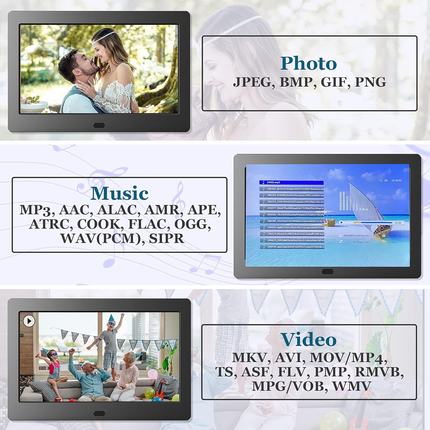 Digital Photo Frame with 8.1 Inch 1920x1080 FHD IPS Screen - Hauyince Digital Picture Frames with Remote Control, Slideshow, Picture Preview, Adjustable Brightness, Calendar, Using SD Card & USB Drive