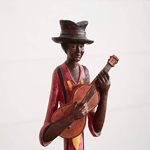 Deco 79 Polystone Musician Decorative Sculpture Tall Long Legged Jazz Band Home Decor Statues with Black Base Stand, Set of 4 Accent Figurines 5"W, 40"H, Brown