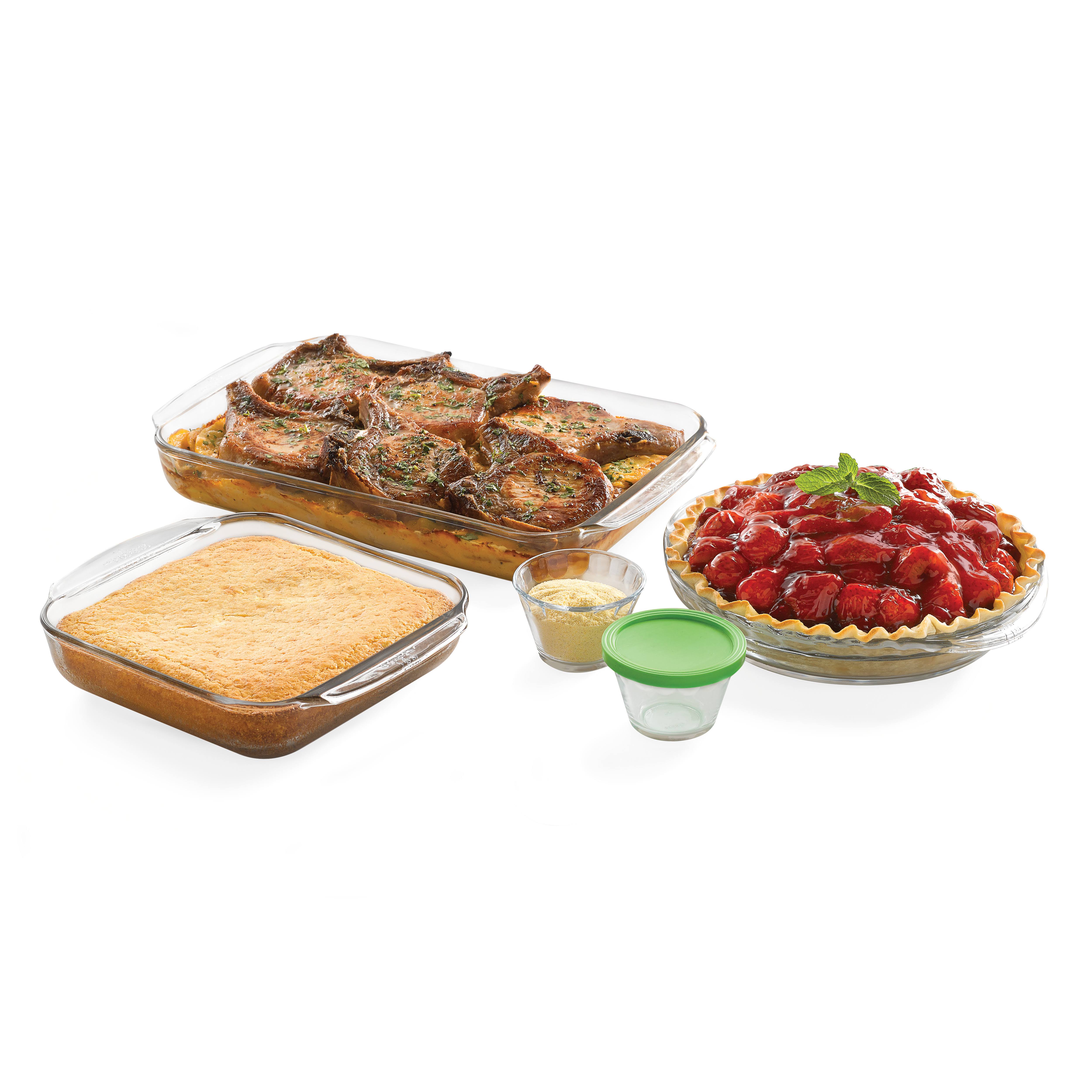 Libbey Baker&s Basics 7-Piece Glass Bakeware Set with 4 Lids