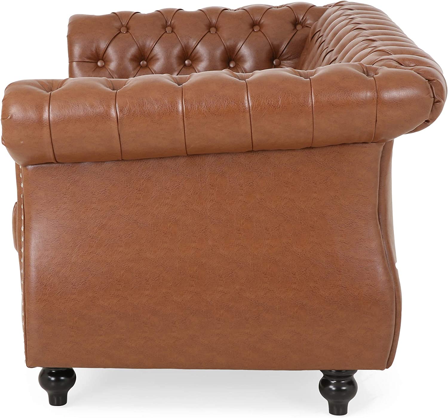 Christopher Knight Home Lucine Traditional Chesterfield Loveseat, Cognac Brown, Dark Brown