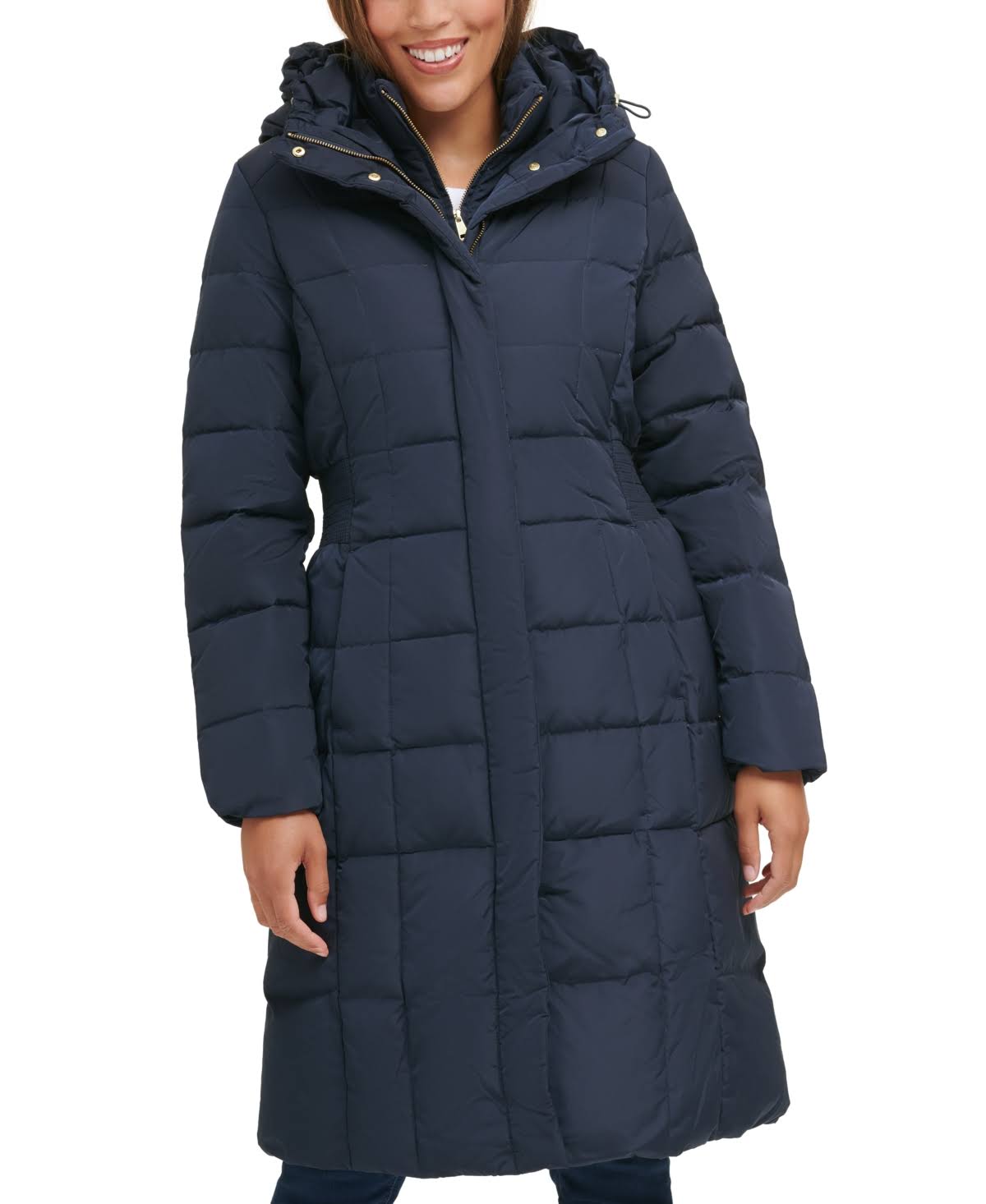 Cole Haan Petite Layered Down Puffer Coat - Carbon
