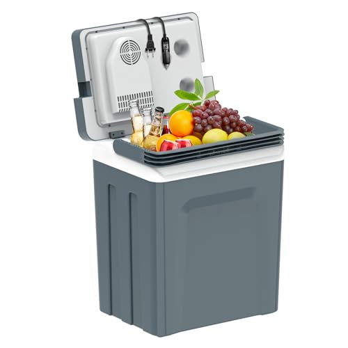 SHAREWIN Electric Cooler & Warmer with Handle Portable Thermoelectric Fridge for Vehicles & Trucks with 110V AC & 12V DV, Portable Refrigerator for Camping, Mini Car Refrigerator
