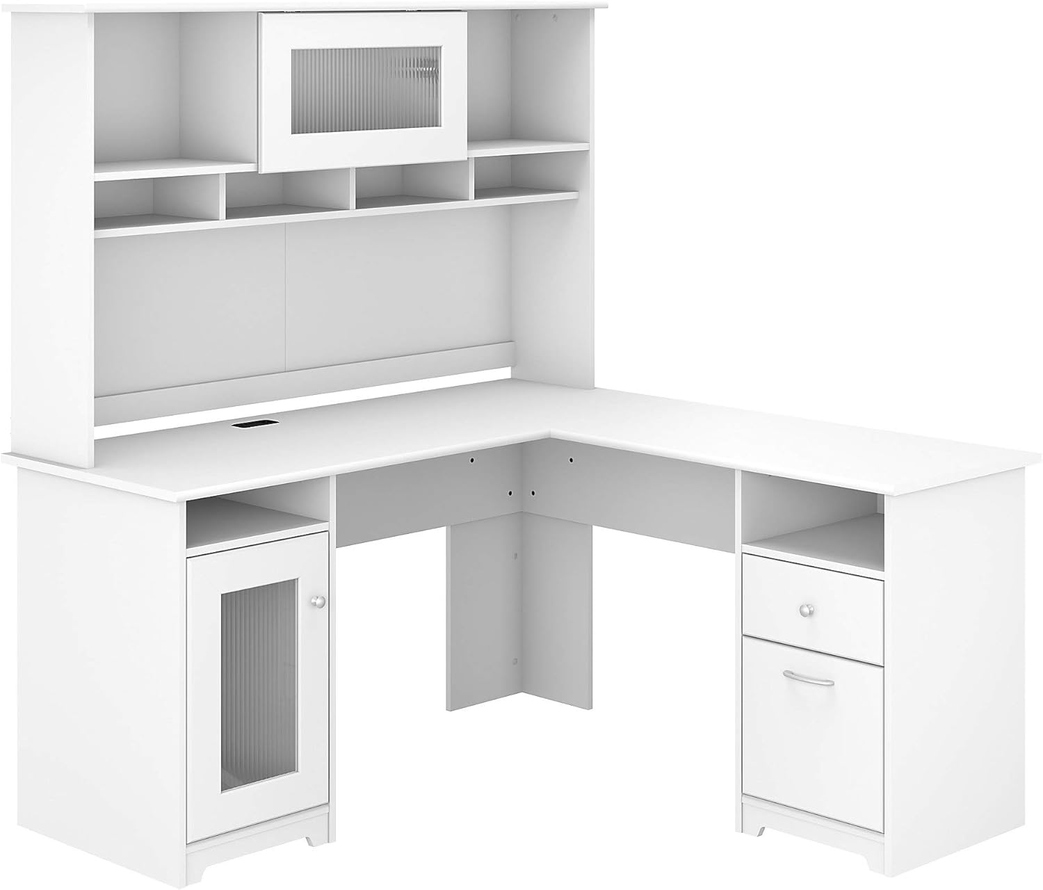 Bush Furniture Cabot L Shaped Desk with Hutch in Espresso Oak