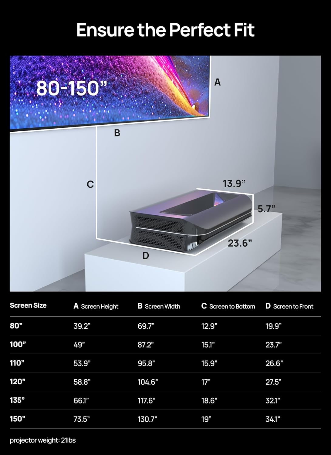 AWOL VISION LTV-2500 4K UHD Ultra Short Throw Triple Laser Projector with Dolby Vision & Atmos, Active 3D, 150", 2600 Peak Lumens, HDR10+, UST Laser TV Projector (Fire TV Stick 4K Max included)