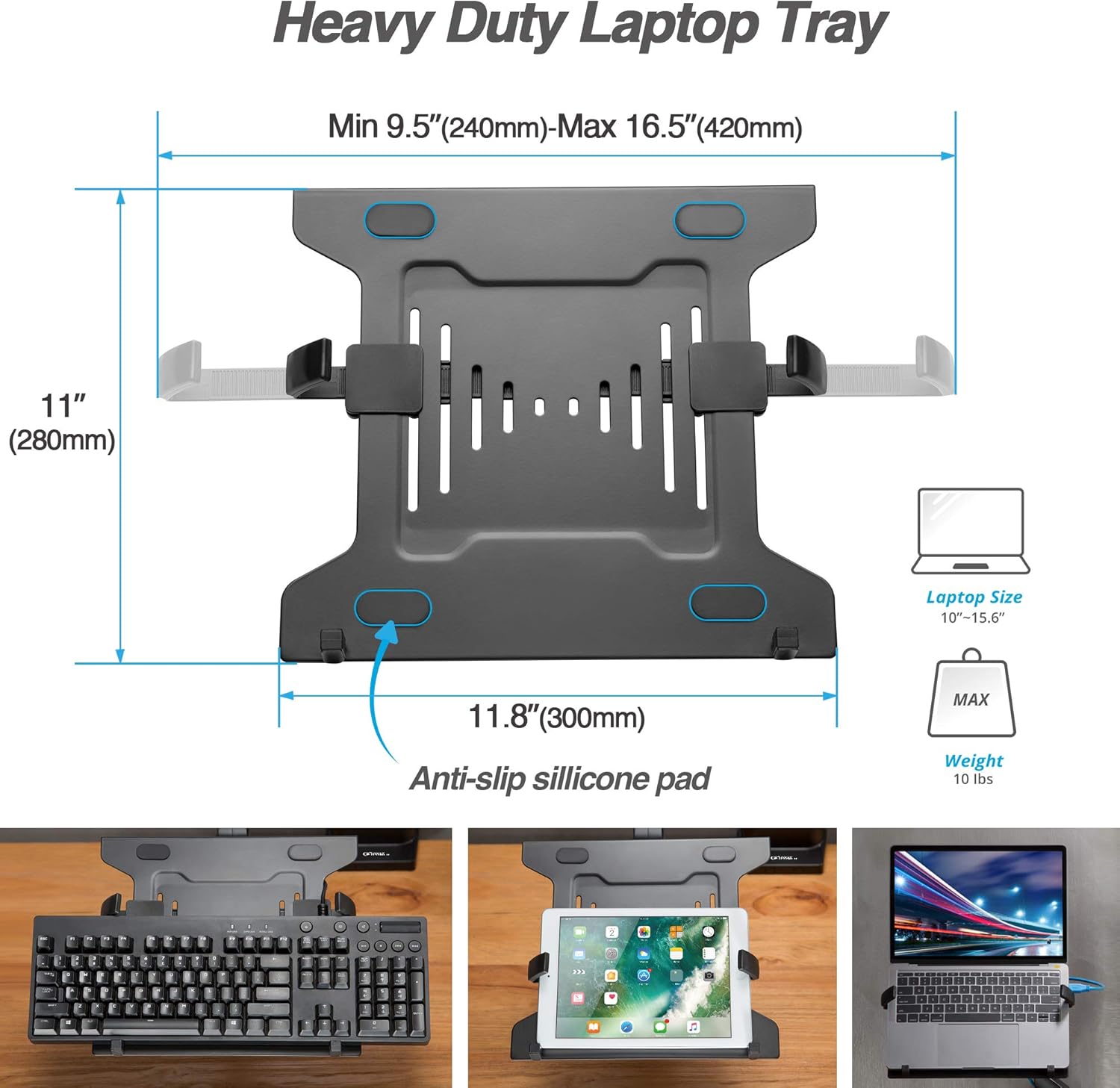 AVLT Laptop and Monitor Arm - Mount 15.6" Notebook and 32" Monitor on 2 Full Motion Adjustable Arms - Organize Your Work Surface with Ergonomic VESA Monitor Mount