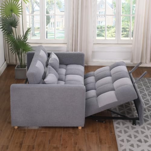 Convertible Sofa Bed - 3 in 1 Loveseat Sleeper Sofa,Pull Out Sleeper Bed with Adjustable Backrest,Multi-Functiona Lounge Chair with Velvet Fabric for Living Room(Black)