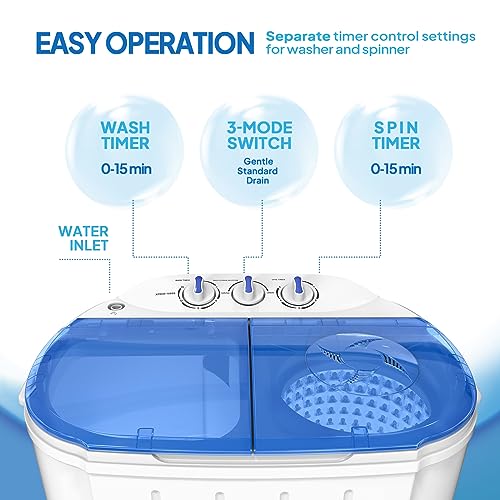 ROVSUN Portable Washing Machine, Electric Washer and Spin Dryer Combo for Home RV Camping Dorm College Apartment
