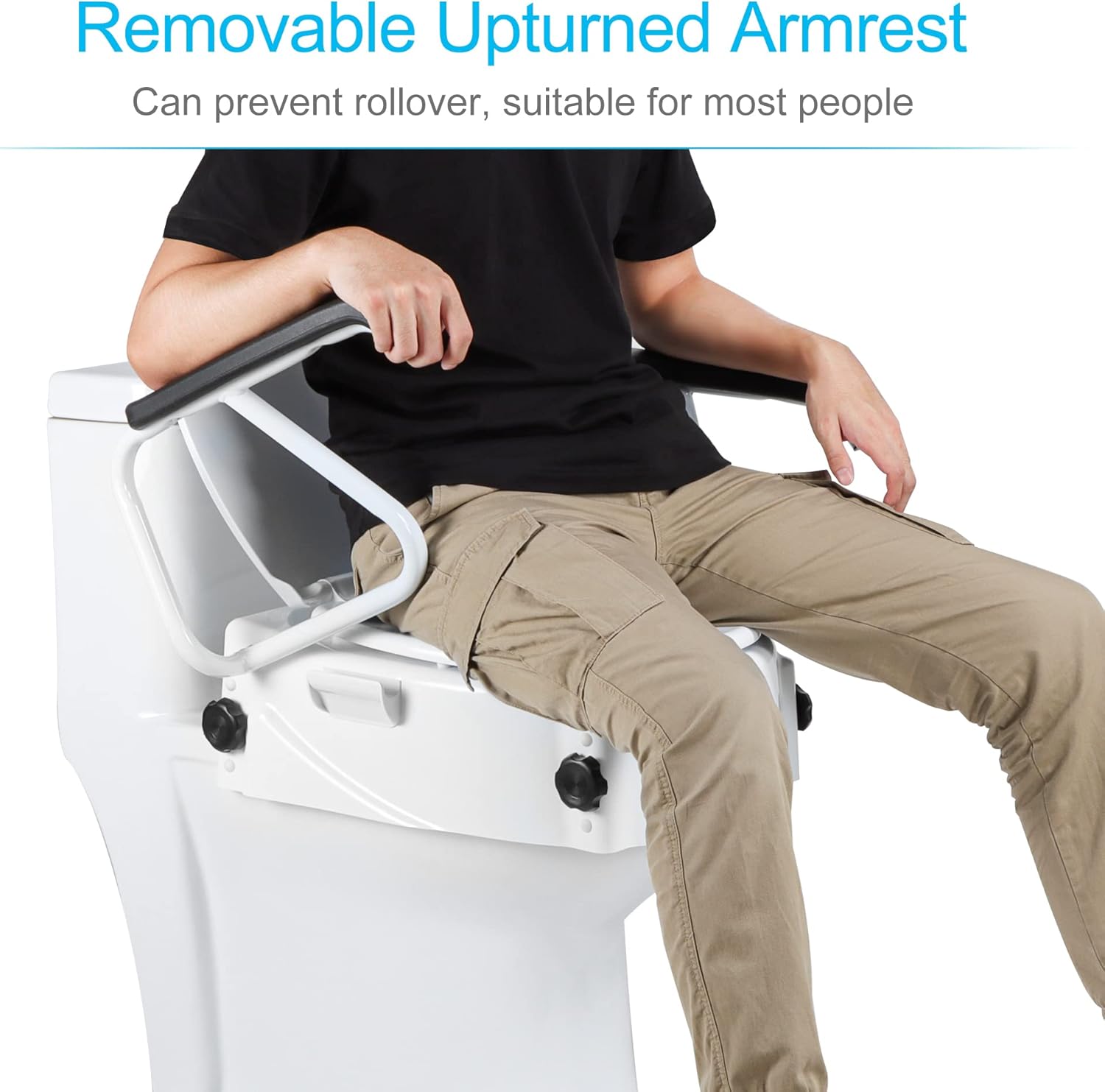 REAQER Raised Toilet Seat with Removable Handles, 5.9" Elevated Toilet Seat Riser Medical Supplies & Equipment for Handicap, Elderly, Hip Replacement After Surgery Height Adjustable