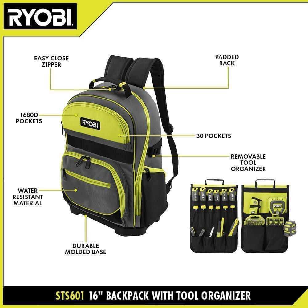 Ryobi 16 in. Backpack with Tool Organizer - Shop Hardware Tools Online Store