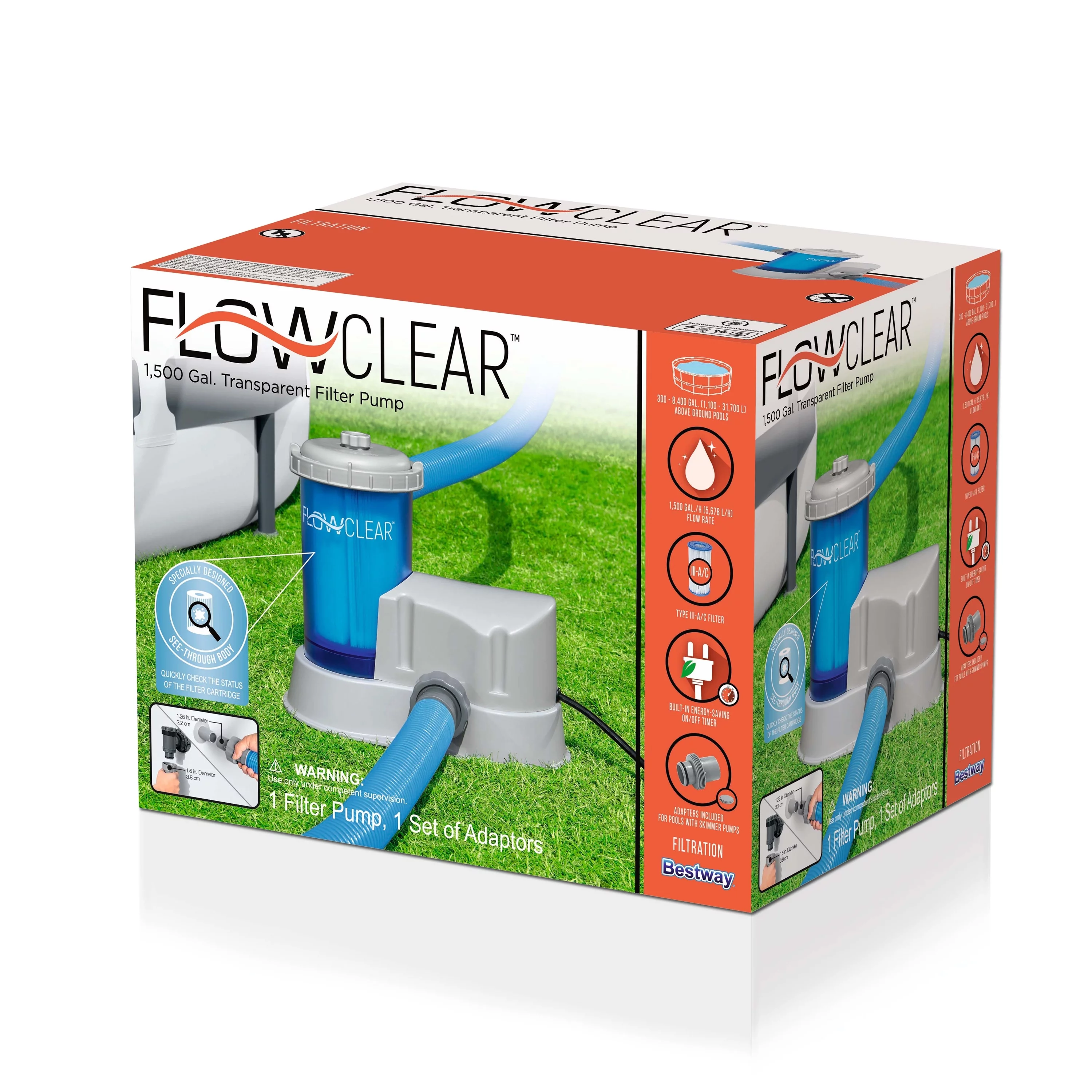 Flowclear 1500 gal. Transparent Filter Above-Ground Pool Pump