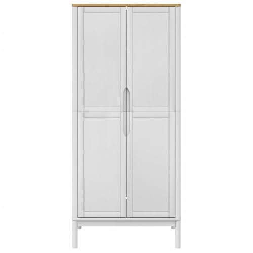 Wooden Wardrobe Closet with 1 Large Compartment and Doors, Wooden Armoire Closet Storage Cabinet, Brown 30.3"x20.9"x67.3" Solid Wood Pine