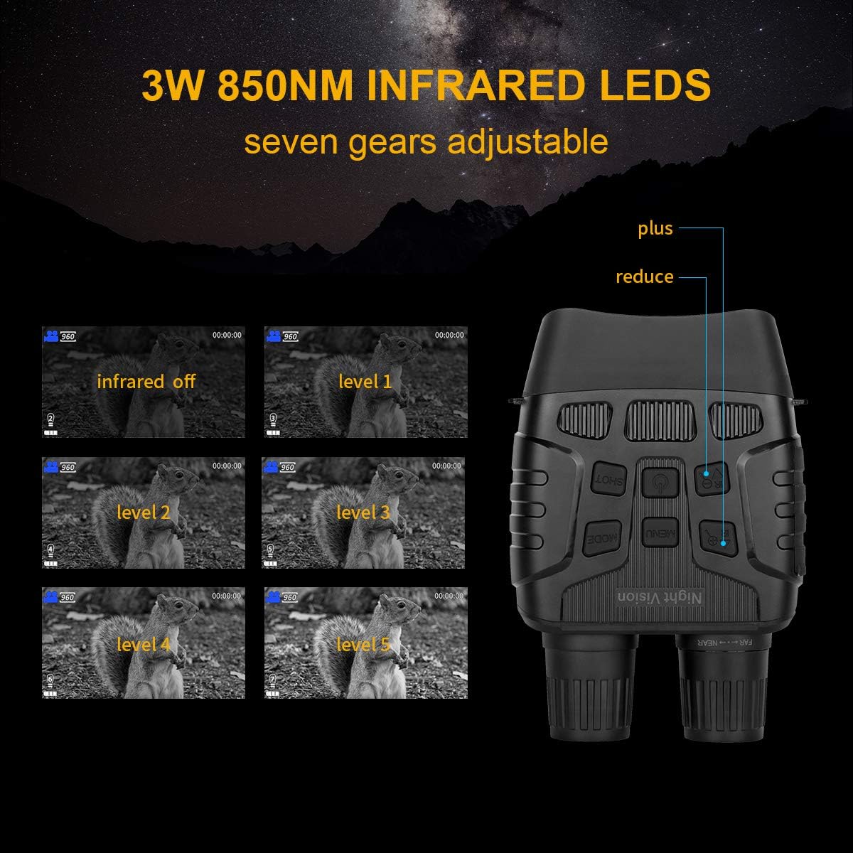 Night Vision Goggles, Night Vision Binoculars for Camping and Hunting, Digital Infrared can Take HD Image & 960p Video from 984ft Total Darkness, with 32G Memory Card and 6 AA Alkaline Batteries