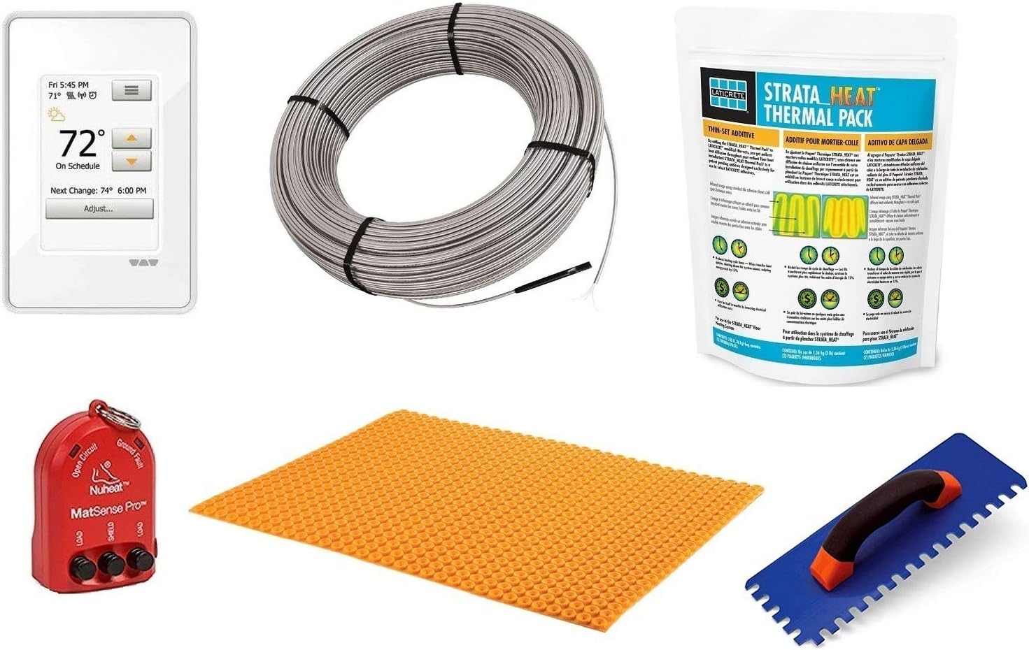 Schluter Ditra Signature Floor Heating Kit -64 Square Feet- Includes Touchscreen Programmable Thermostat, Heat Membrane, Heat Cable DHEHK12064, Safe Installation Tools, Heat Enhancing Additive