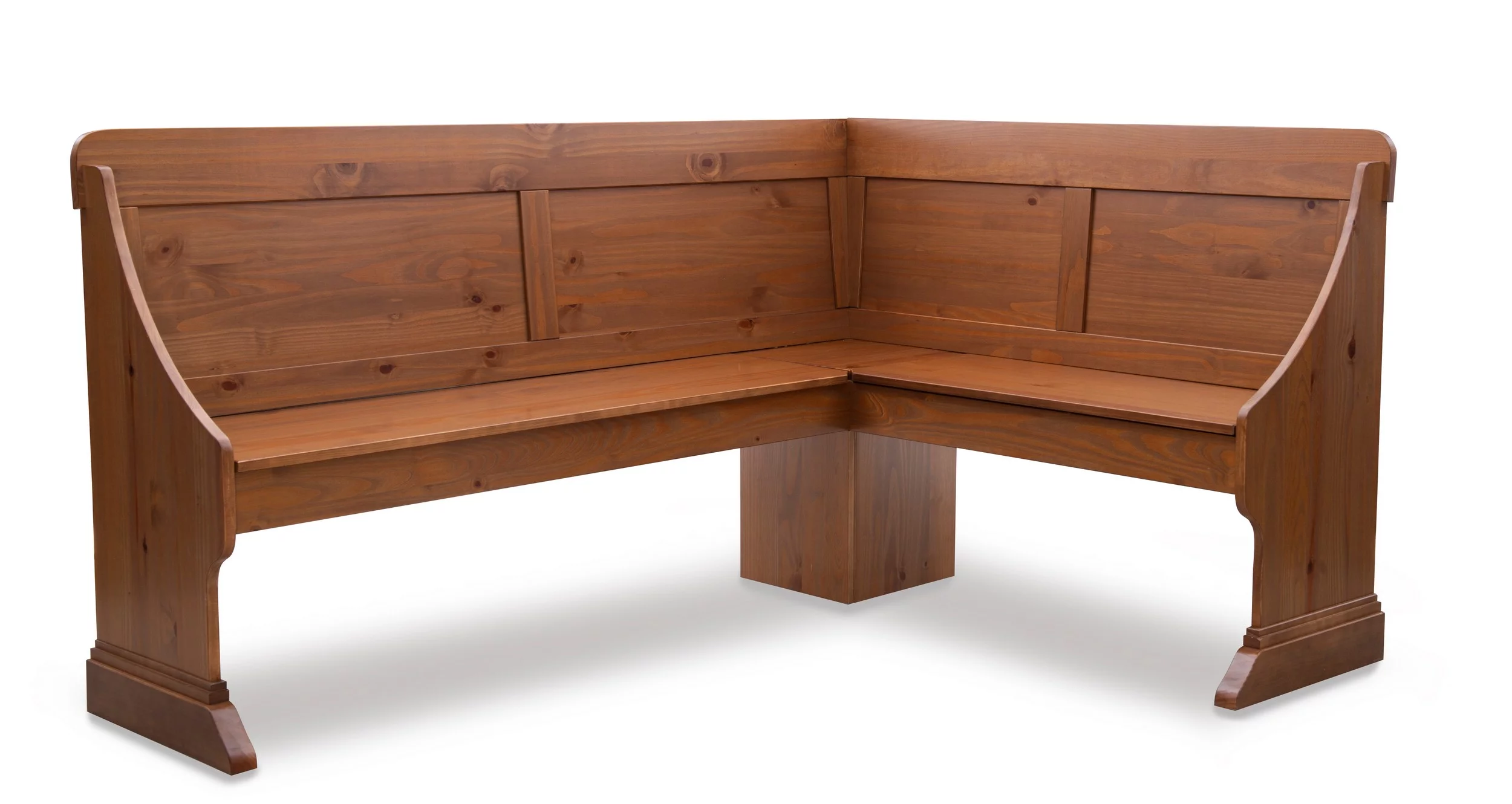 Linon Midwest Wood Corner Dining Breakfast Nook with Table and Storage, Seats 5-6, Natural Pine
