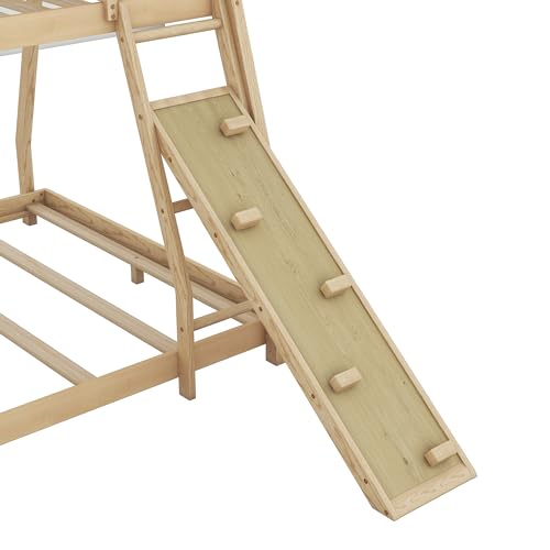 Twin House Loft Bed with Removable Storage Shelves, Wooden House Roof Frame with Under Bed Shelving Storage Unit, Guardrails and Ladder, 82" H House Loft Bed Frame for Kids Teens (Gray * 139)