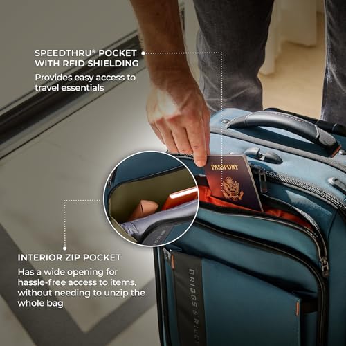 Briggs & Riley Domestic 22" Carry On Expandable Spinner - Luggage for Travel, Suitcases with Wheels, Softside Rolling Bag for Men & Women, Self-Repairing Zipper - ZDX Collection, Black