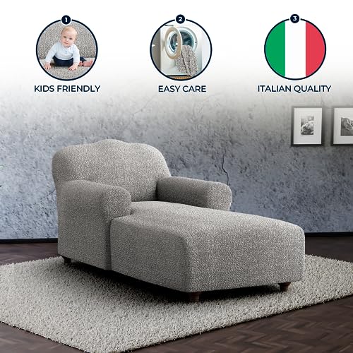 PAULATO BY GA.I.CO. Chaise Lounge Cover Lounge Chair Sofa Slipcover- Soft Polyester Fabric Slipcovers - 1-Piece Form Fit Stretch Furniture Slipcover - Mille Righe Collection - Cream (Chaise Lounge)