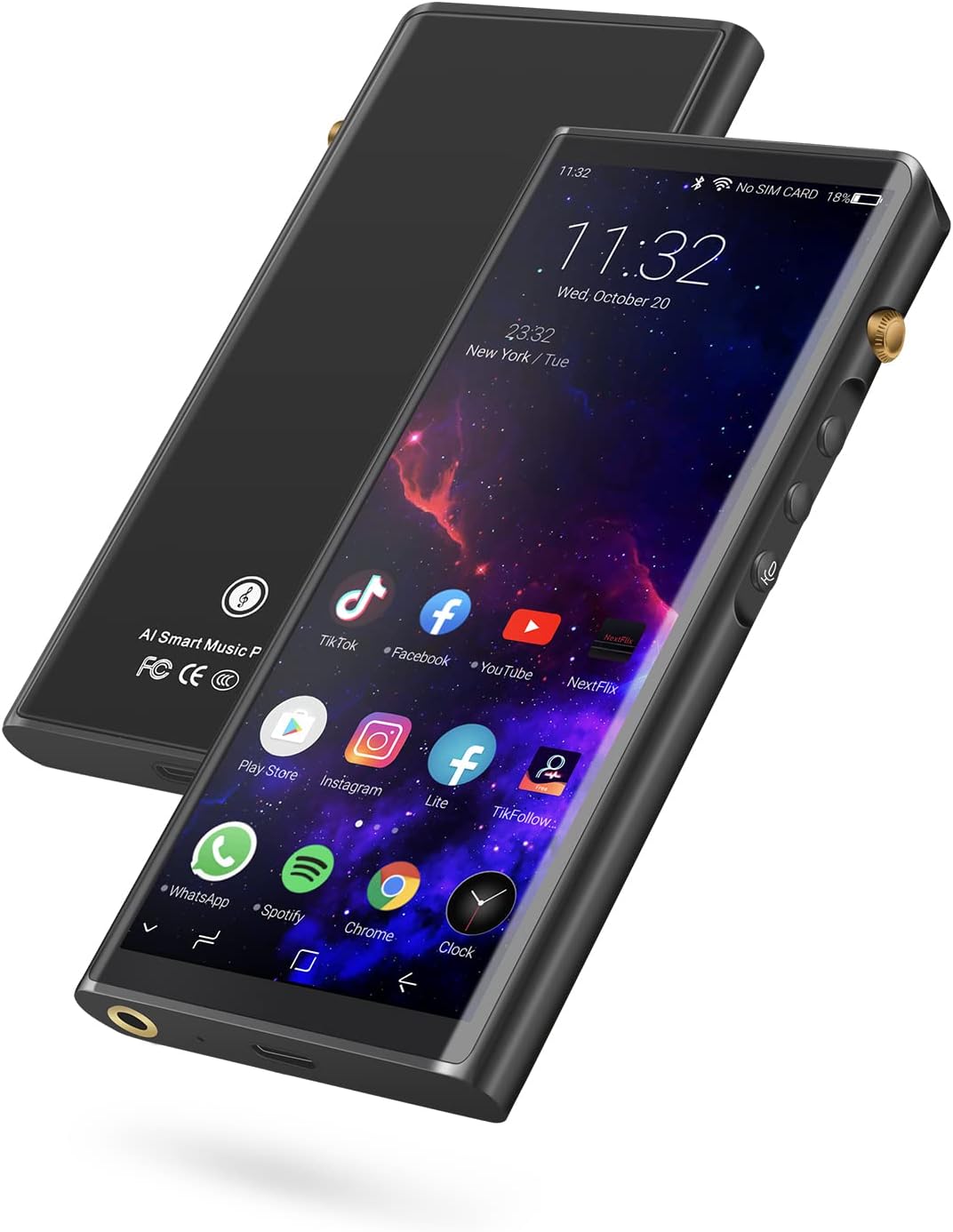 MP3 Player&MP4 Player with Bluetooth and WiFi,4.82 Touch Screen Portable Hi-Fi Lossless Sound Music Video Audio Player Storage Devices Support 128GB Extended Memory and SIM Card Google Download APPS