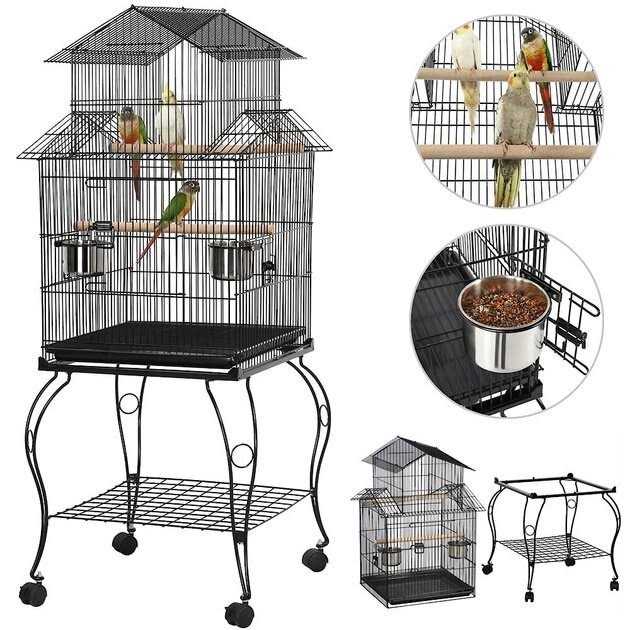 Yaheetech 55-in Triple Roof Rolling Bird Cage