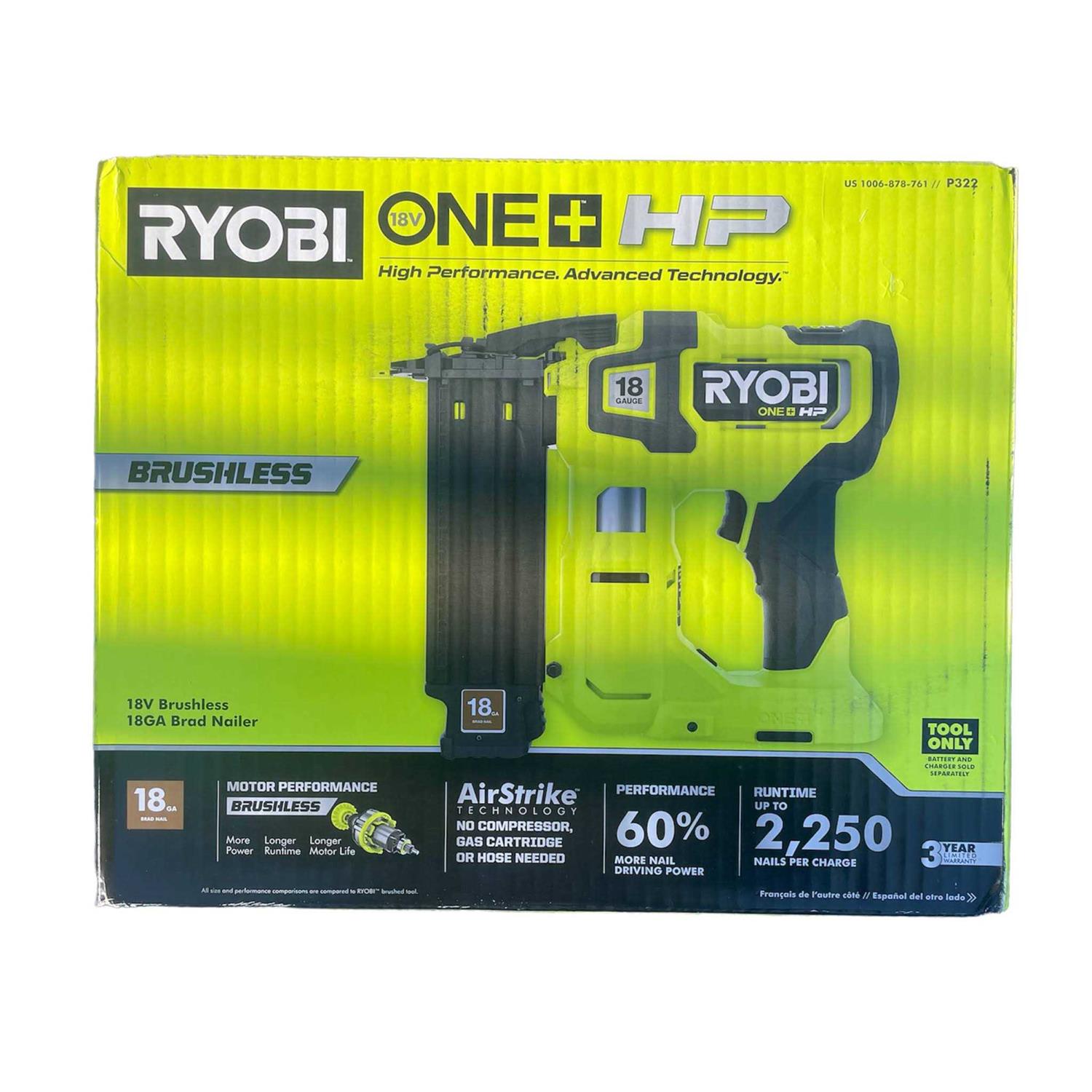 Ryobi ONE+ HP 18V 18-Gauge Brushless Cordless AirStrike Brad Nailer - Shop Hardware Tools Online Store