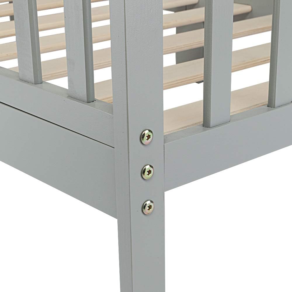 Toddler Bed, Wooden Baby Children Canton Toddler Bed Children Bedroom Furniture with Two Side Safety Guardrails, Gray