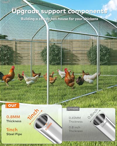 Large Metal Chicken Coop Run with Spire Roof – Outdoor Poultry Cage with Waterproof & UV-Resistant Cover for Chickens, Ducks, Rabbits, and Hens in Yard or Farm Use(8.9’ W x 11.8’ L x 6.6’ H)