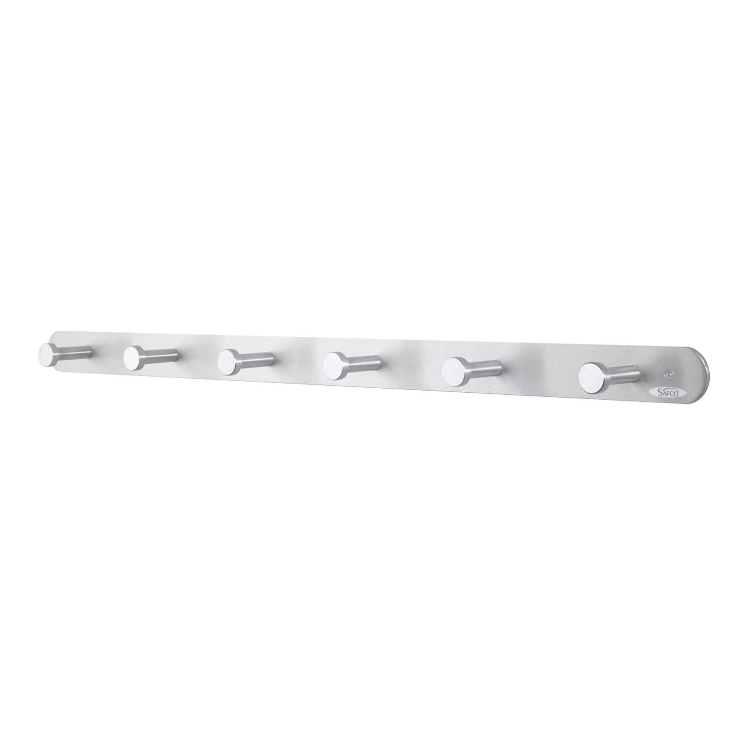 Safco Nail Head Wall Coat Rack, Six Hooks, Metal, Satin Aluminum