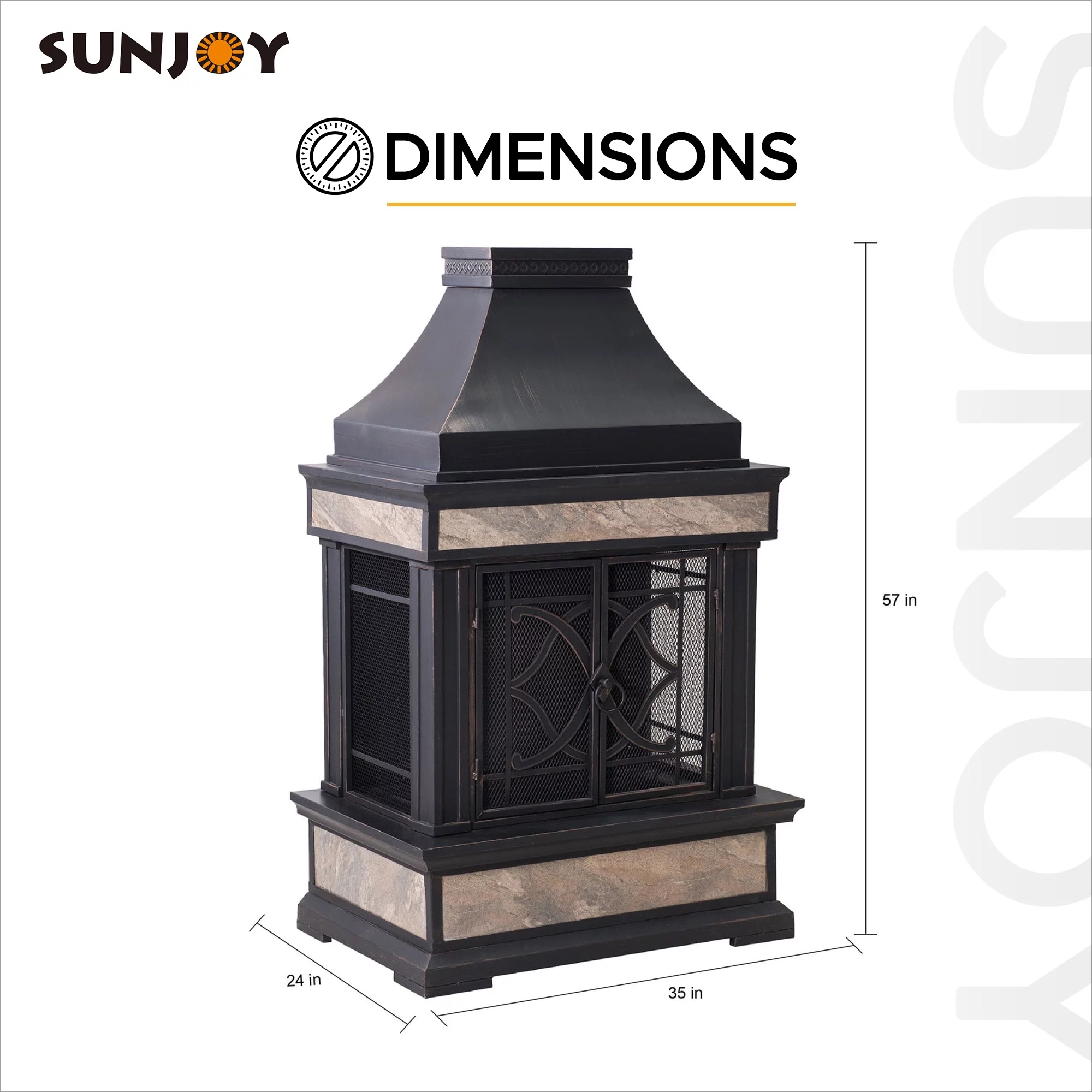 Sunjoy Cole Wood Burning Fireplace - Black