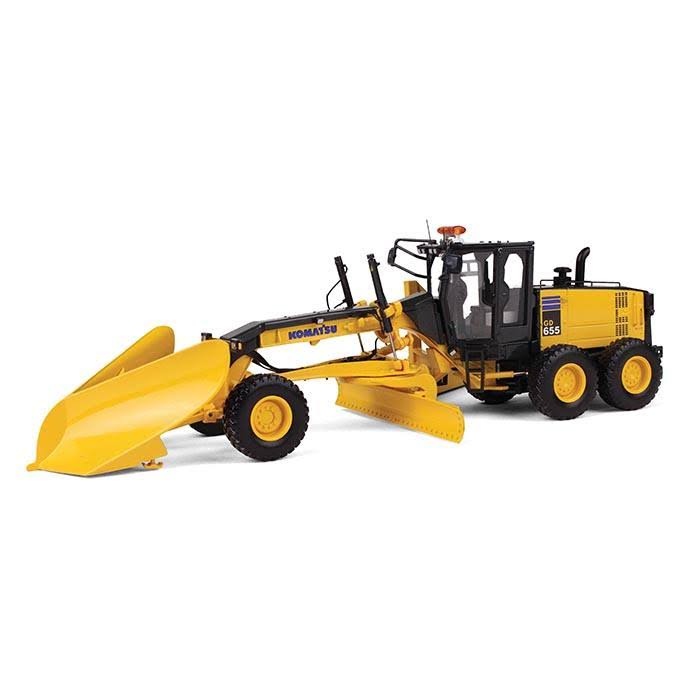 Komatsu GD655-5 Motor Grader with V-Plow u0026 Wing 1/50 Diecast Model by First Gear