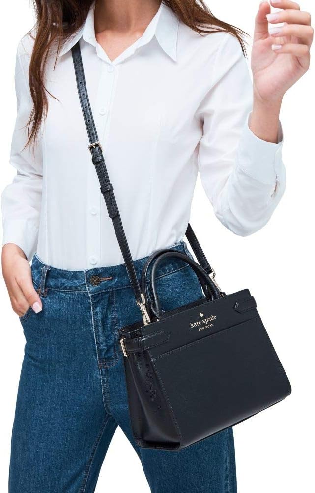 Kate Spade New York Staci Small Saffiano Leather Satchel Bag in Black