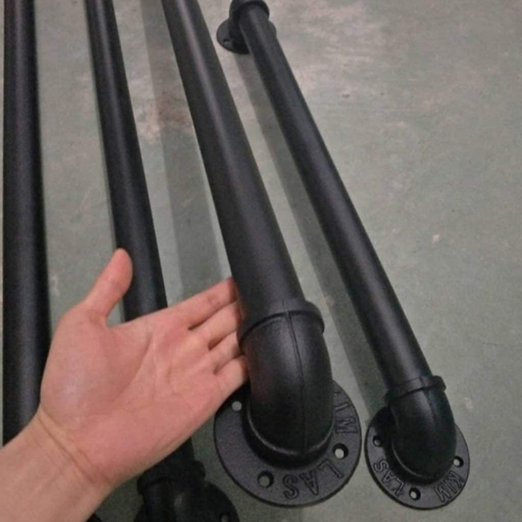 KaBenGo Hand Railings for Stairs Metal Pipe Staircase Handrail Wall Mount Decoration Rail for Outdoor & Indoor Steps Baluster Complete Kit/Easy to Install Banister (Satin Black) (3ft), 3 Feet