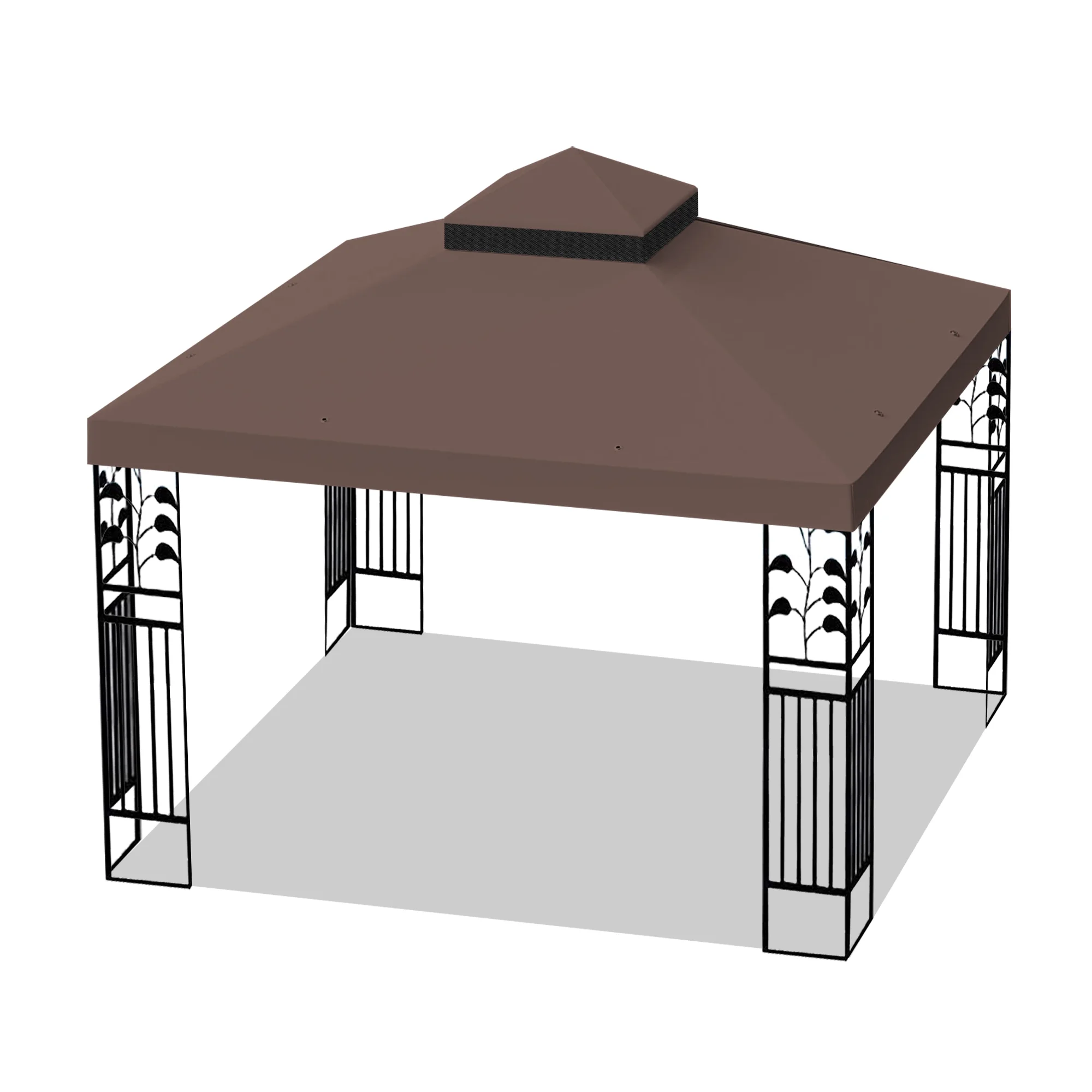 Dcenta 10x10 Ft Outdoor Patio Gazebo Replacement Canopy, Double Tiered Gazebo Tent Roof Cover Only（Frame Not Include）