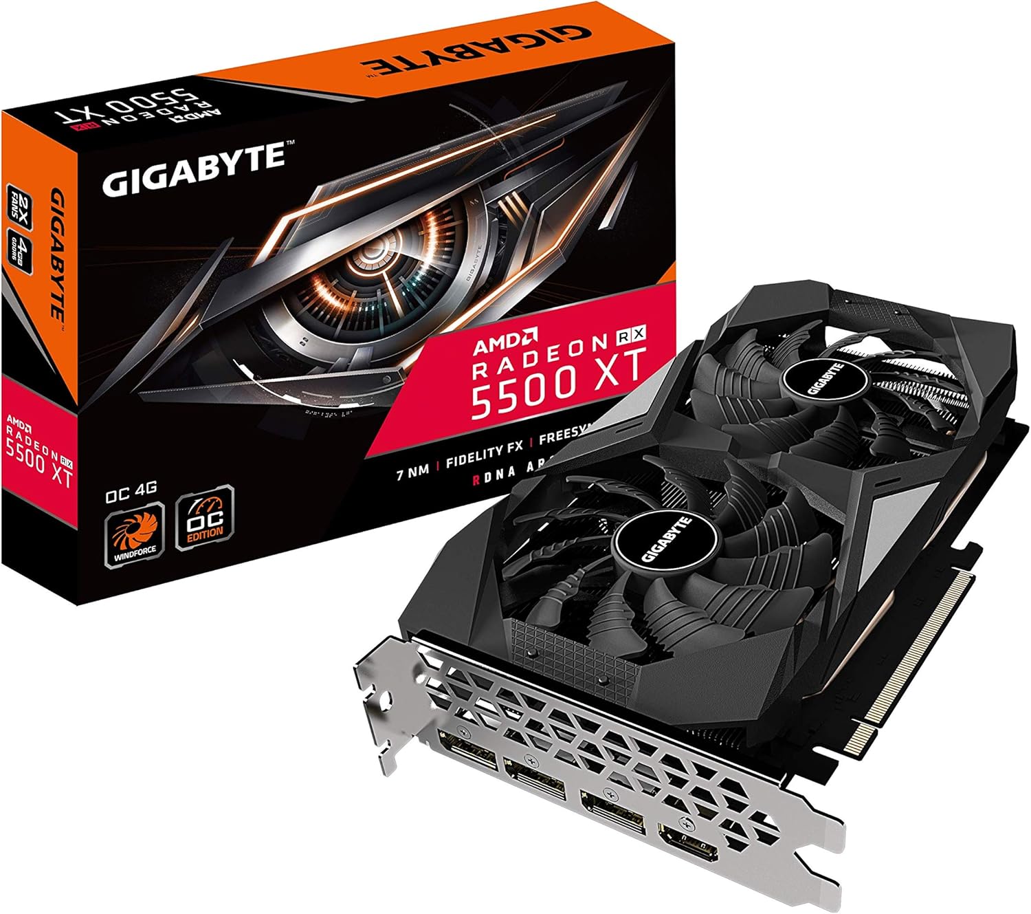 Gigabyte Radeon RX 5500 XT OC 4G Graphics Card, PCIe 4.0, 4GB 128-Bit GDDR6, GV-R55XTOC-4GD Video Card