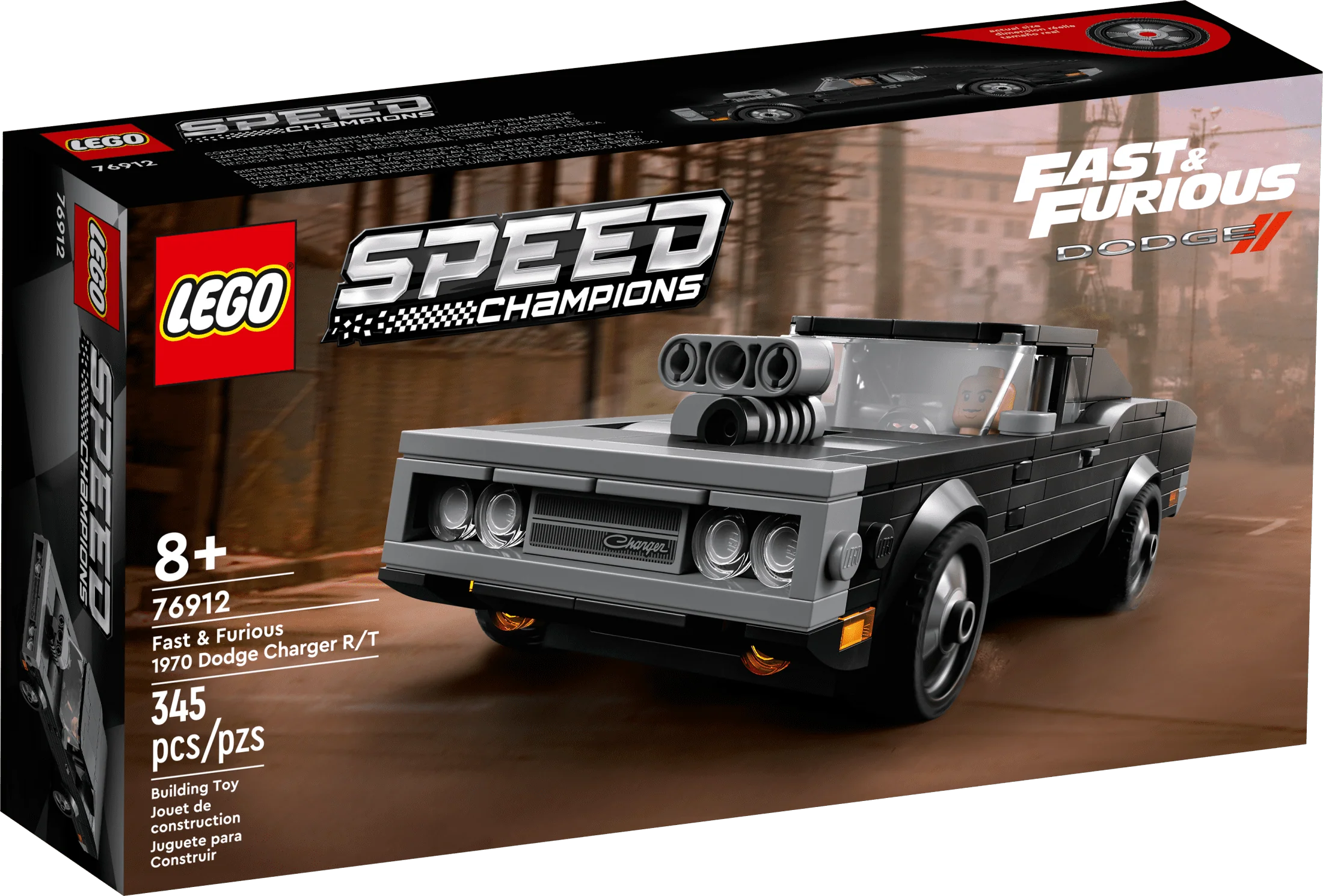 LEGO Speed Champions Fast & Furious 1970 Dodge Charger R/T 76912, Toy Muscle Car Model Kit for Kids, Collectible Set with Dominic Toretto Minifigure