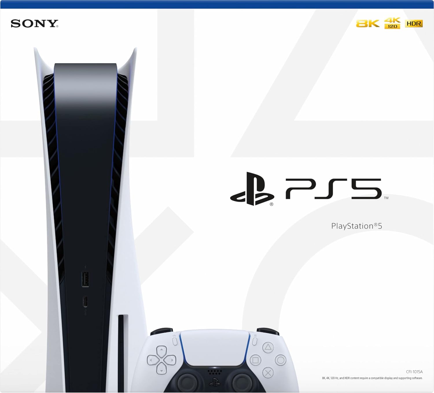 Playstation 5 Disc Version PS5 Console - 4K-TV Gaming.120Hz 8K Output, 16GB GDDR6, 825GB. SSD, WiFi 6, Bluetooth `5.1