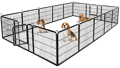 BestPet Dog Playpen Indoor 40 inch 16 Panels Metal Dog Pen Pet Dog Fence Outdoor Exercise Pen with Doors,Pet Puppy Playpen for RV Camping Yard, Black
