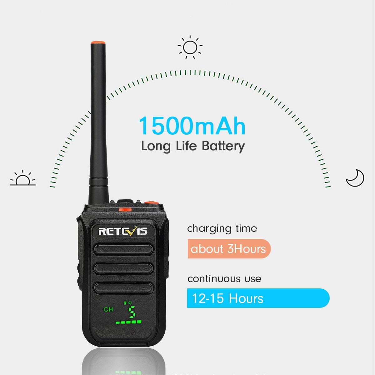 Retevis RB38V Walkie Talkies Rechargeable, MURS Radio with Mic, Long Range Two Way Radio,NOAA,1500mAh Battery, for Adults Hunting Mountains Camping(2 Pack) Pack of 2