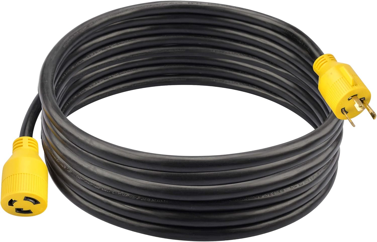 RVMATE 3 Prong 30 Amp Generator Extension Cord 25 Feet, NEMA L5-30P/L5-30R 125V SJTW Jacket