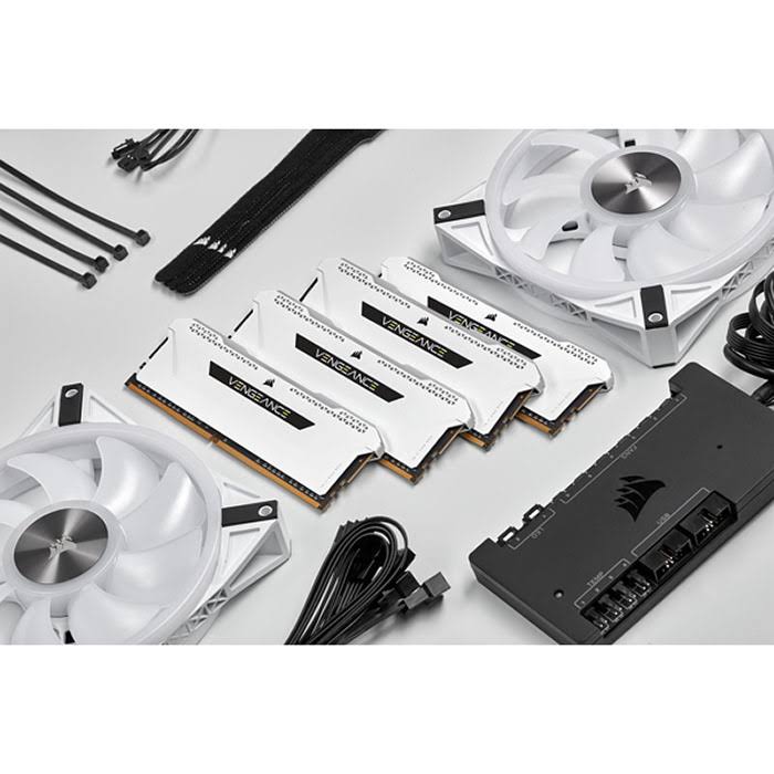Corsair Vengeance RGB Pro SL 32GB (4x8GB) DDR4 DRAM 3200MHz C16 Memory Kit – White