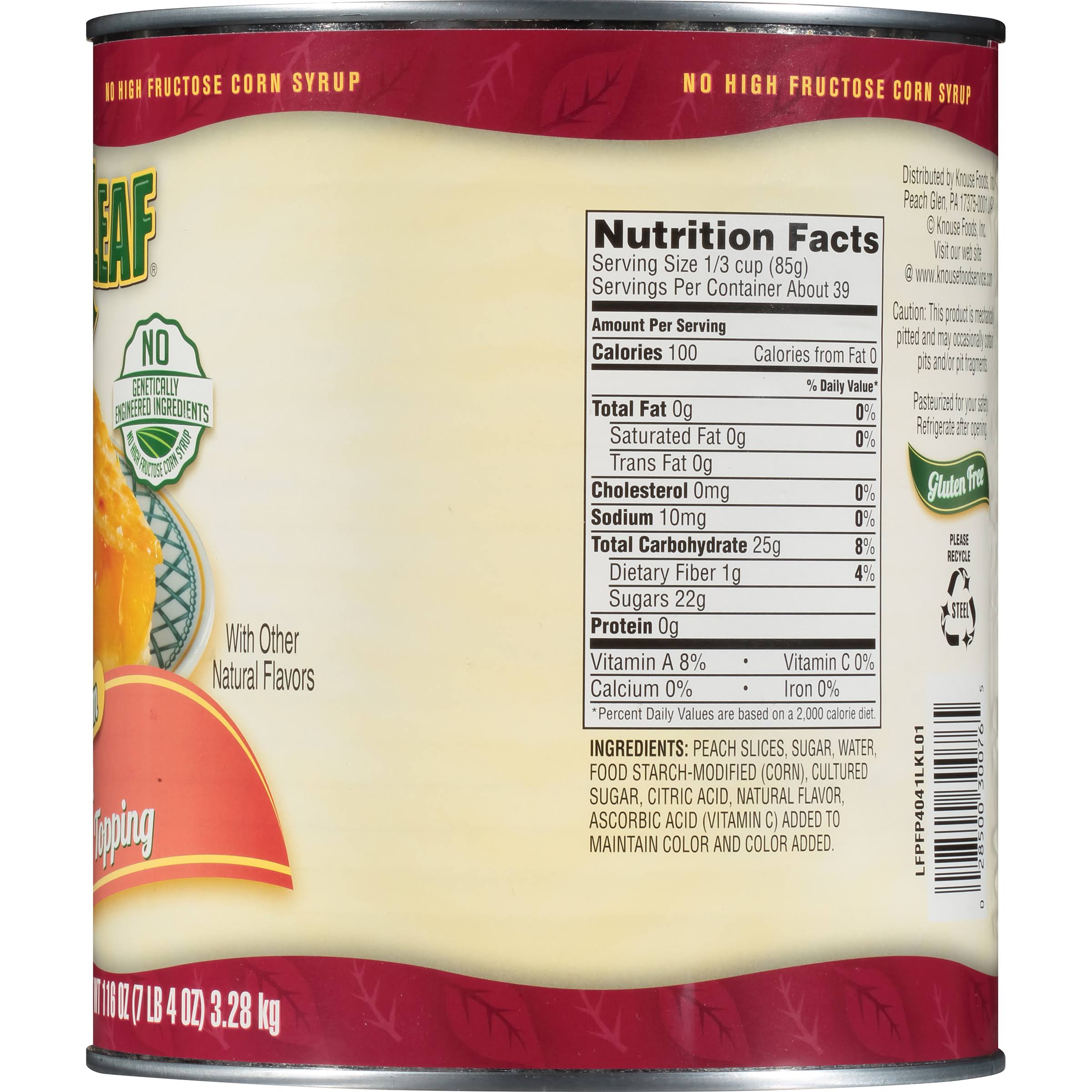 Lucky Leaf #10 Can Premium Non-GMO Peach Pie Filling - 3/Case