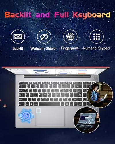 NIMO 15.6 IPS-FHD-Laptop, Intel Pentium 4 Cores N100 8GB RAM 128GB SSD Backlit Keyboard Fingerprint (Beat to i3-1115G4 Up to 3.4GHz) Computer for Student-Home WiFi 6 BT5.2 Win 11