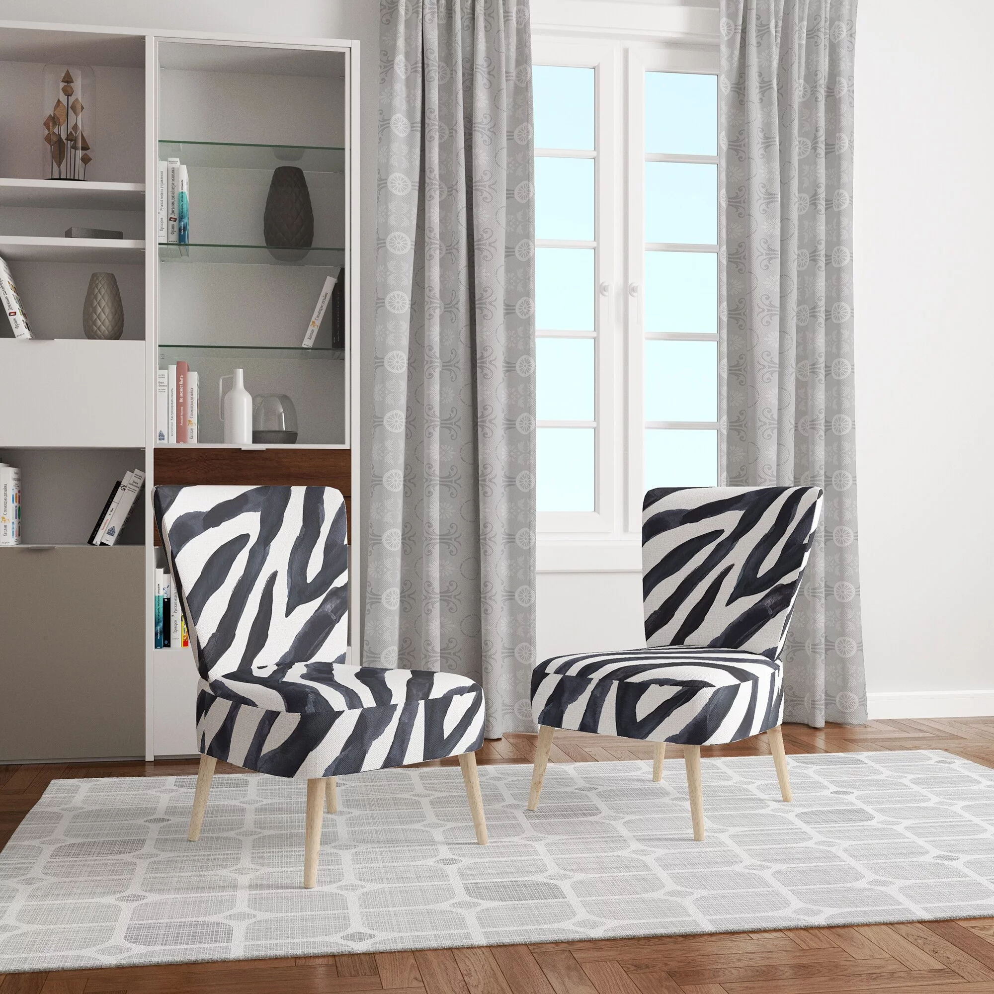 Designart "Zebra Striped " Upholstered Cabin & Lodge Accent Chair and Arm Chair