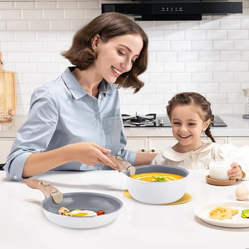 YIIFEEO 11 Pieces Cookware Set, Nonstick Pans and Pots Sets, Stone Non Stick Frying Pans and Saucepan Sets with Cooking Utensils,Induction Compatible