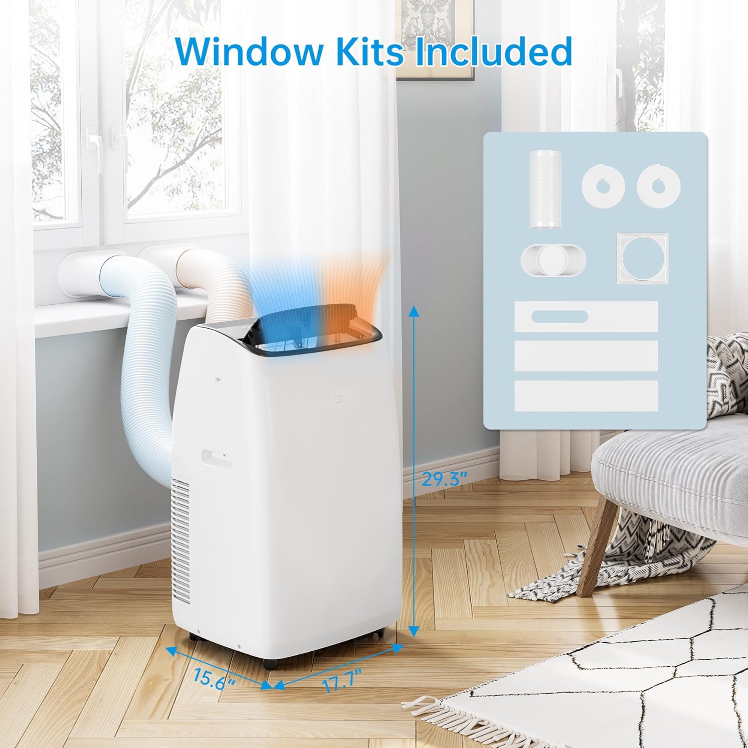 Portable Air Conditioner with heat, 14,000 BTU High Efficiency Inverter Air Conditioner Up to 700 Sq.FT,Window Exhaust Kit,Remote Control, 24H Timer, Energy Savings, Quiet and Easy Installation AC for