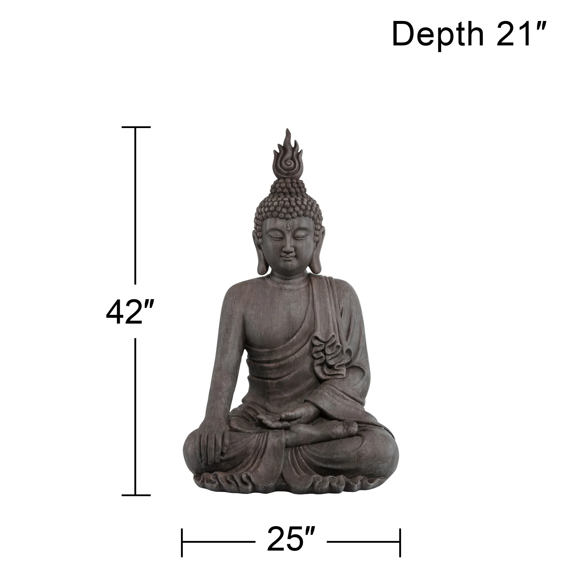 John Timberland Large Sitting Buddha Statue Sculpture Zen Asian Garden Decor Indoor Outdoor Front Porch Stone Gray Finish 42" Tall